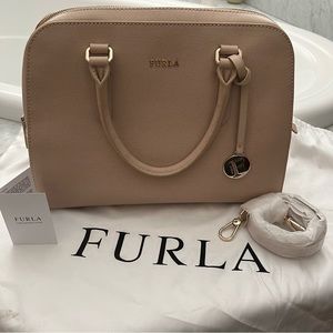 Furla Designer Tote Like New Beautiful Cream/Tan color